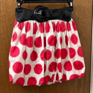 Polka Dot bubble Mini Skirt with Black Belt